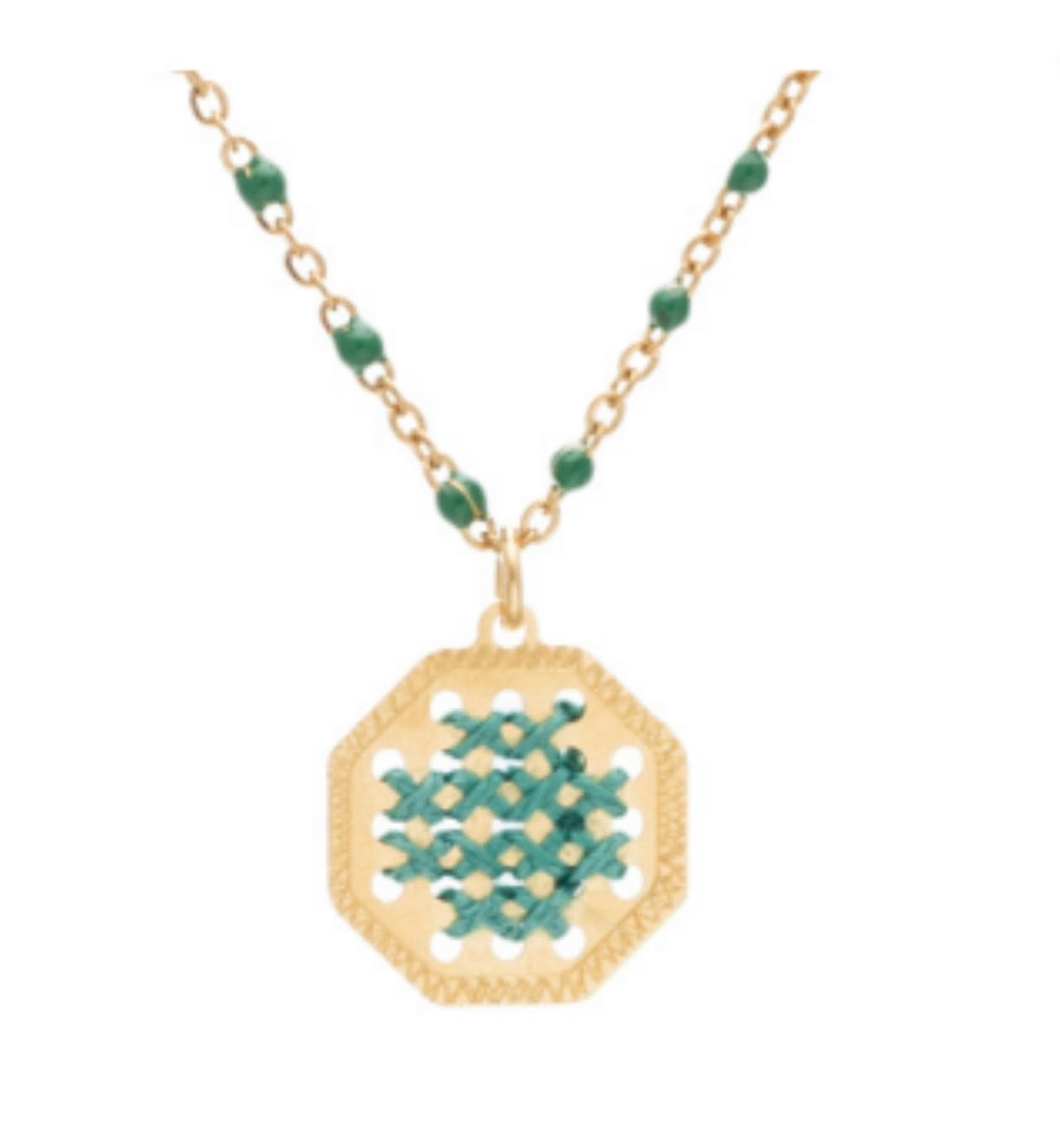 Rosary embroided necklace