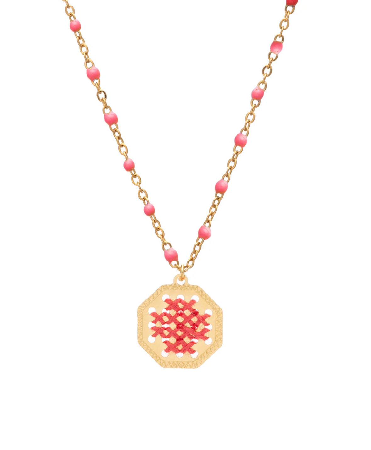 Rosary embroided necklace