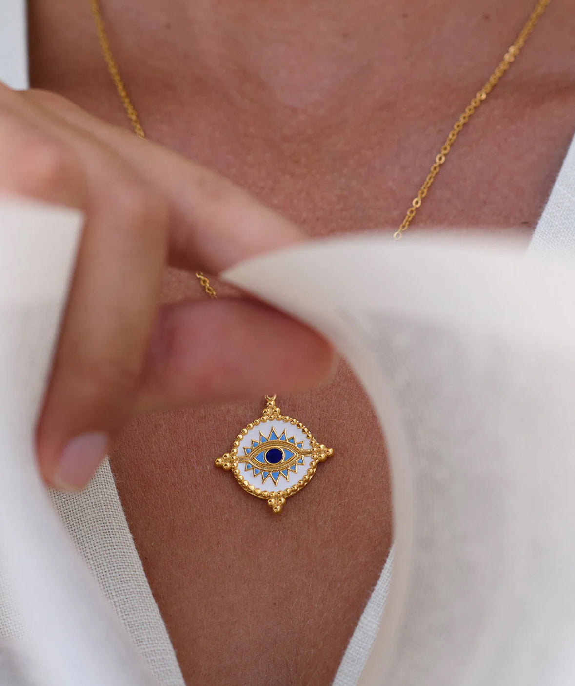 Evil eye gold necklace