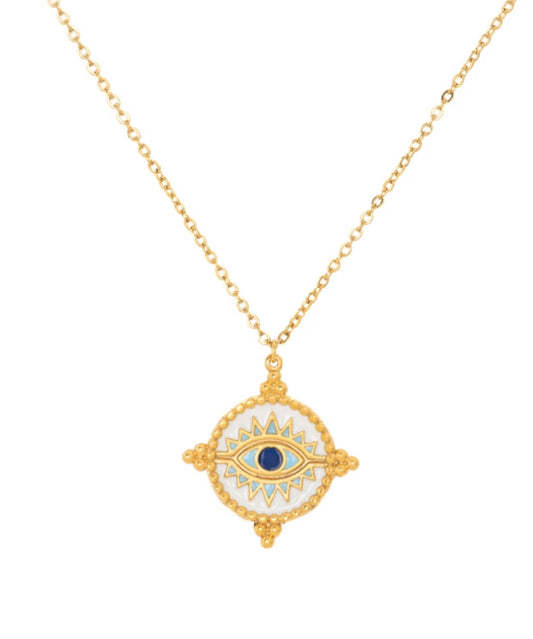Evil eye gold necklace