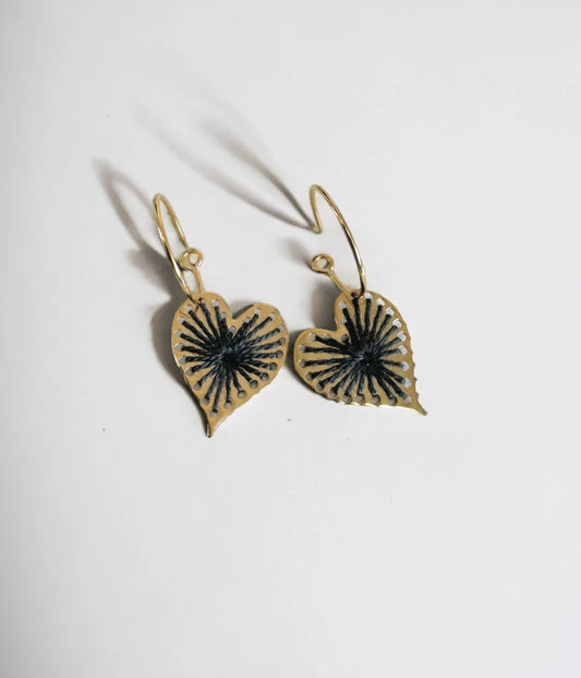 Heart threaded hoops