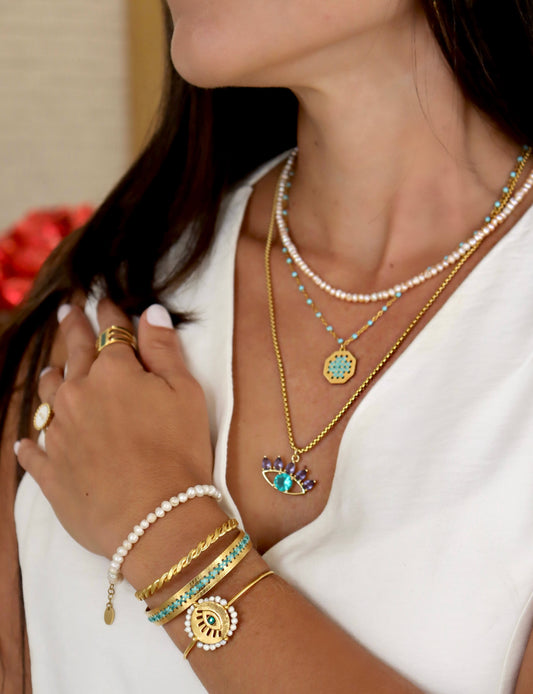 Rosary embroided necklace